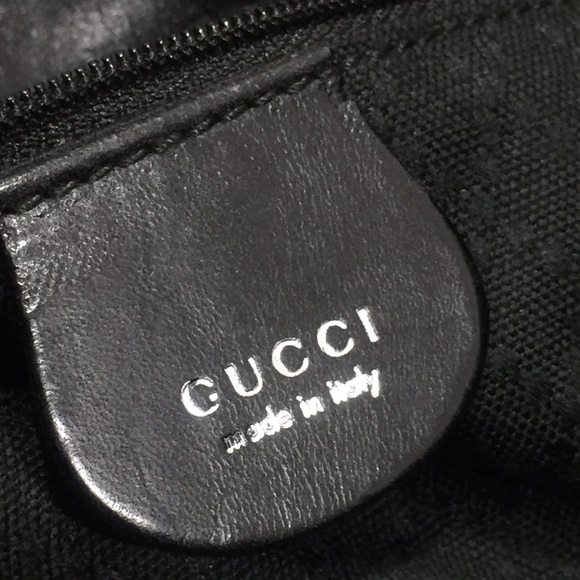 Gucci black nylon and leather large vintage shoulder tote bag - Picture 11 of 12